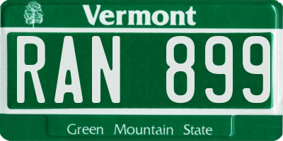 VT license plate RAN899