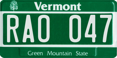 VT license plate RAO047