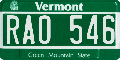 VT license plate RAO546