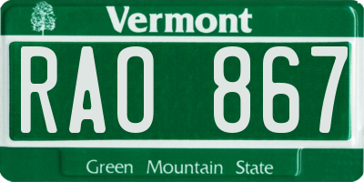 VT license plate RAO867