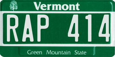 VT license plate RAP414