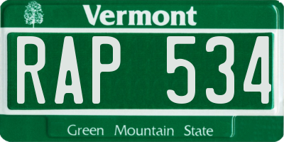 VT license plate RAP534
