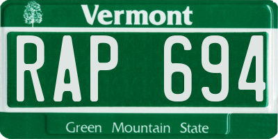 VT license plate RAP694