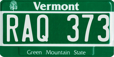 VT license plate RAQ373