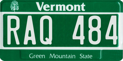 VT license plate RAQ484