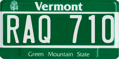 VT license plate RAQ710