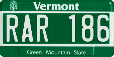 VT license plate RAR186