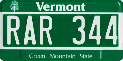 VT license plate RAR344