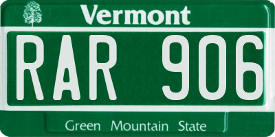 VT license plate RAR906