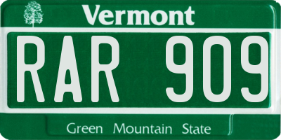 VT license plate RAR909