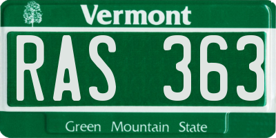VT license plate RAS363