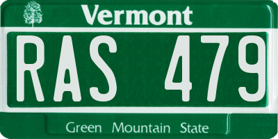 VT license plate RAS479
