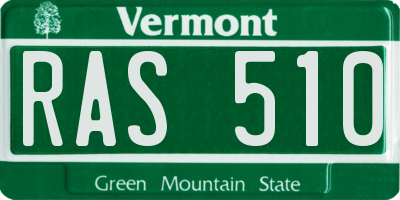 VT license plate RAS510