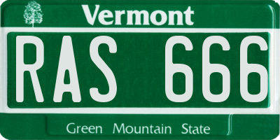 VT license plate RAS666