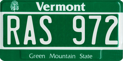 VT license plate RAS972
