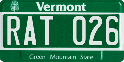 VT license plate RAT026