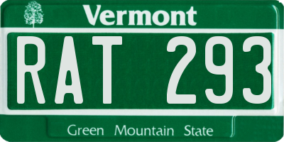 VT license plate RAT293
