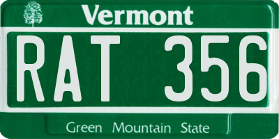 VT license plate RAT356