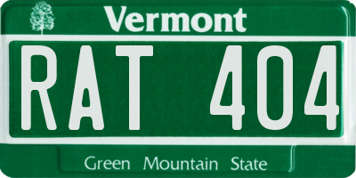 VT license plate RAT404