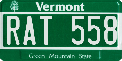 VT license plate RAT558