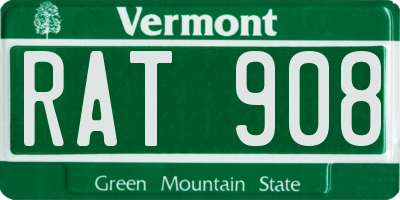 VT license plate RAT908
