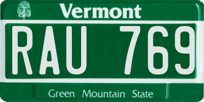 VT license plate RAU769
