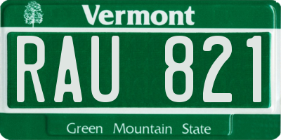 VT license plate RAU821