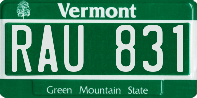 VT license plate RAU831