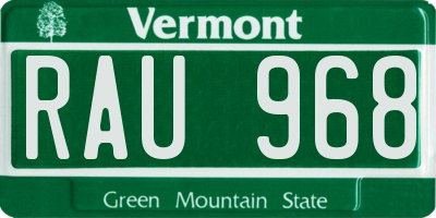 VT license plate RAU968