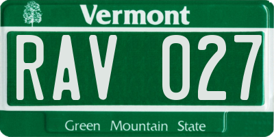 VT license plate RAV027