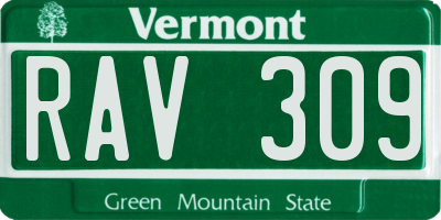 VT license plate RAV309