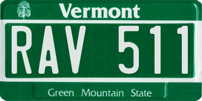 VT license plate RAV511