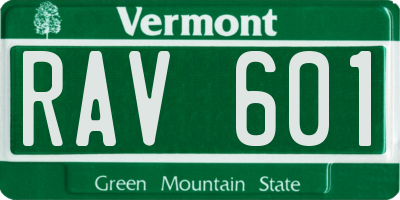 VT license plate RAV601