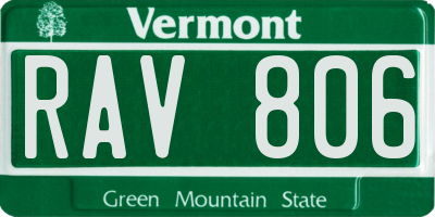 VT license plate RAV806