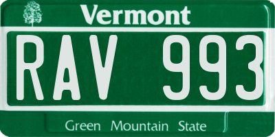 VT license plate RAV993