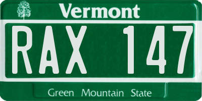 VT license plate RAX147