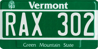 VT license plate RAX302