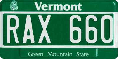 VT license plate RAX660