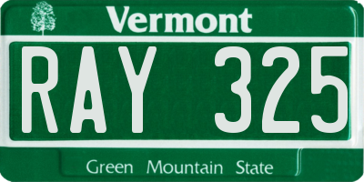 VT license plate RAY325