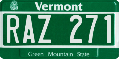VT license plate RAZ271