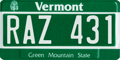 VT license plate RAZ431