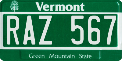 VT license plate RAZ567