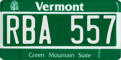 VT license plate RBA557