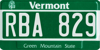 VT license plate RBA829