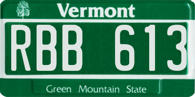 VT license plate RBB613