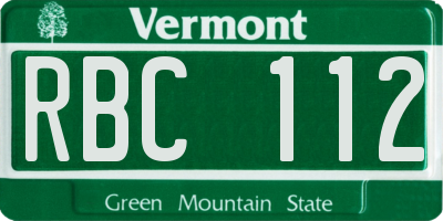 VT license plate RBC112
