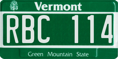 VT license plate RBC114
