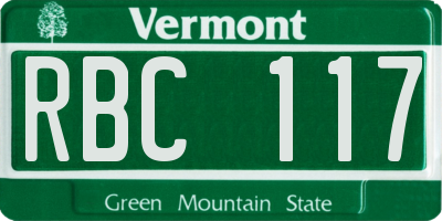 VT license plate RBC117