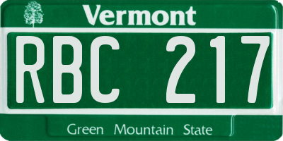 VT license plate RBC217