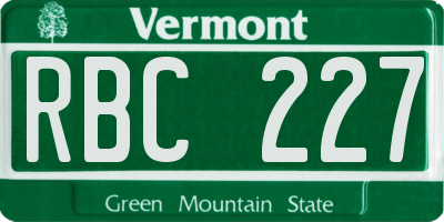 VT license plate RBC227